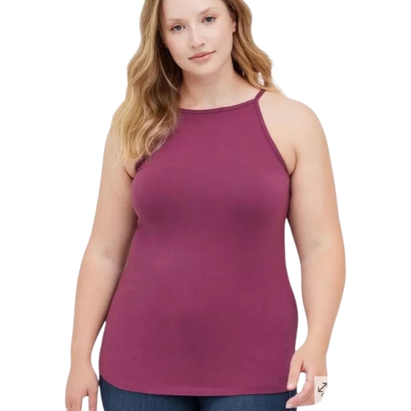 Torrid Foxy High Neck Tank Soft Stretchy Burgundy Plus Size 2X - Picture 2 of 4